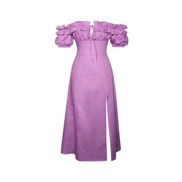 Miss Circle Quinley Lilac Linen Midi Dress - Picture 4 of 15